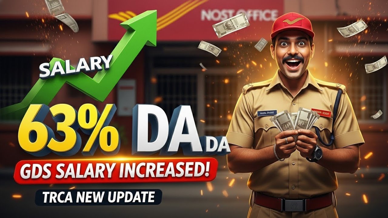 3 लाख GDS को मिलने जा रहा बड़ी खुशखबरी | भारत सरकार जनवरी में 63% DA देगा ✅😍 GDS New TRCA तैयार 😮 