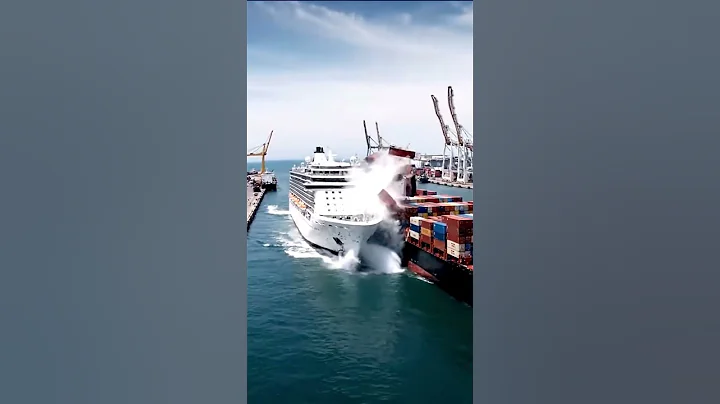 Uncontrolled Cruise Ship Collides With Dockside Area! #viral #shorts