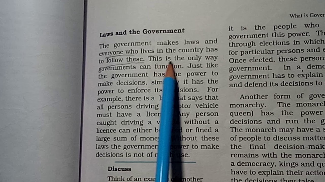 Class 6 Chapter 3 Civics What Is Government complete YouTube