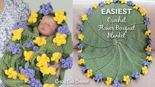 EASIEST Crochet FLOWER BOUQUET Blanket