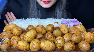 ASMR:Eating Spicy Eggs Curry With White Rice+Extra Gravy || Messy Eating || Real Mukbang