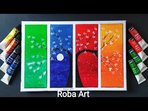Acrylic Paint Tree Segmentation The Four Seasons الفصول الأربعة