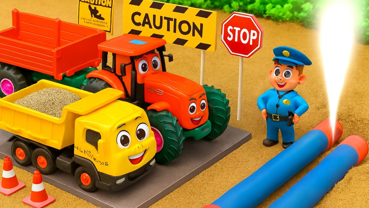 DIY Mini Excavator Fix Broken Underground Water Pipe and Restore Concrete Road Project