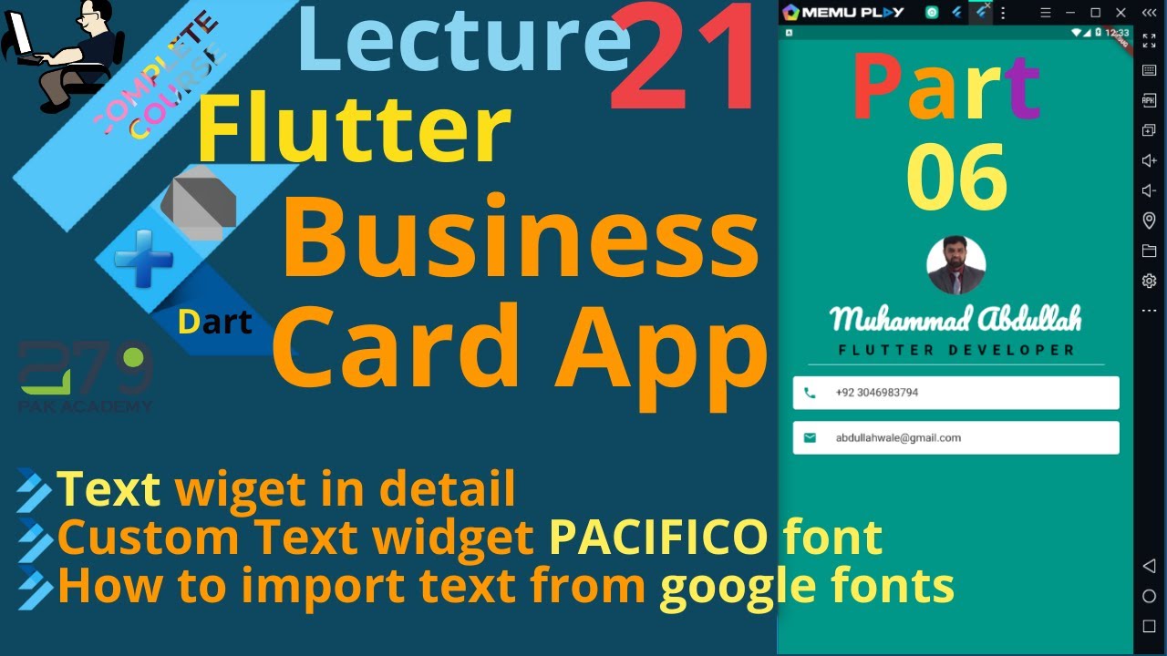 Flutter in Hindi || Text Widget with Google Fonts || Lec # 21 || Part ...