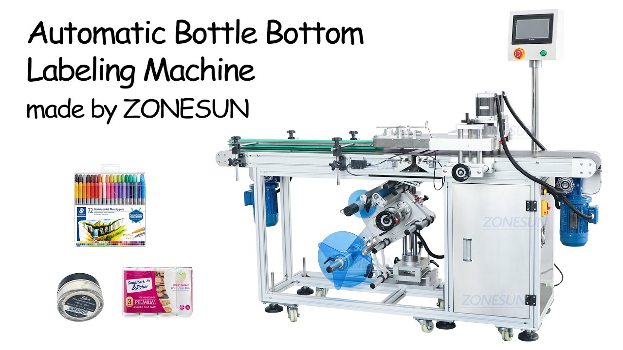 How To Use Automatic Bottle Bottom Labeling Machine - YouTube
