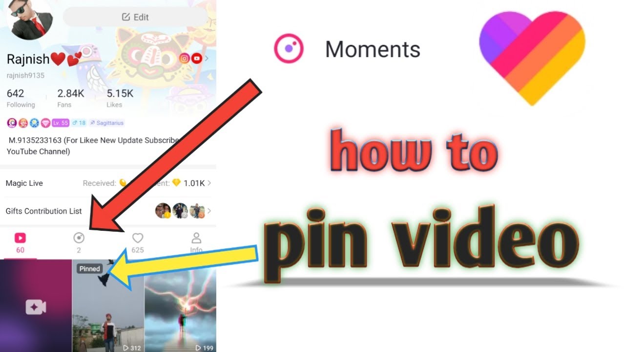 How to pin video in likee app | likee me moments option kya hai | likee new update