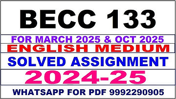 becc 133 solved assignment 2024-25 | becc 133 solved assignment in english 2025 | becc 133 2024-25