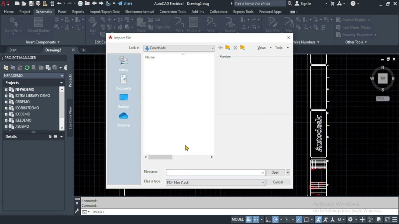 9. Import  option in AutoCAD Electrical