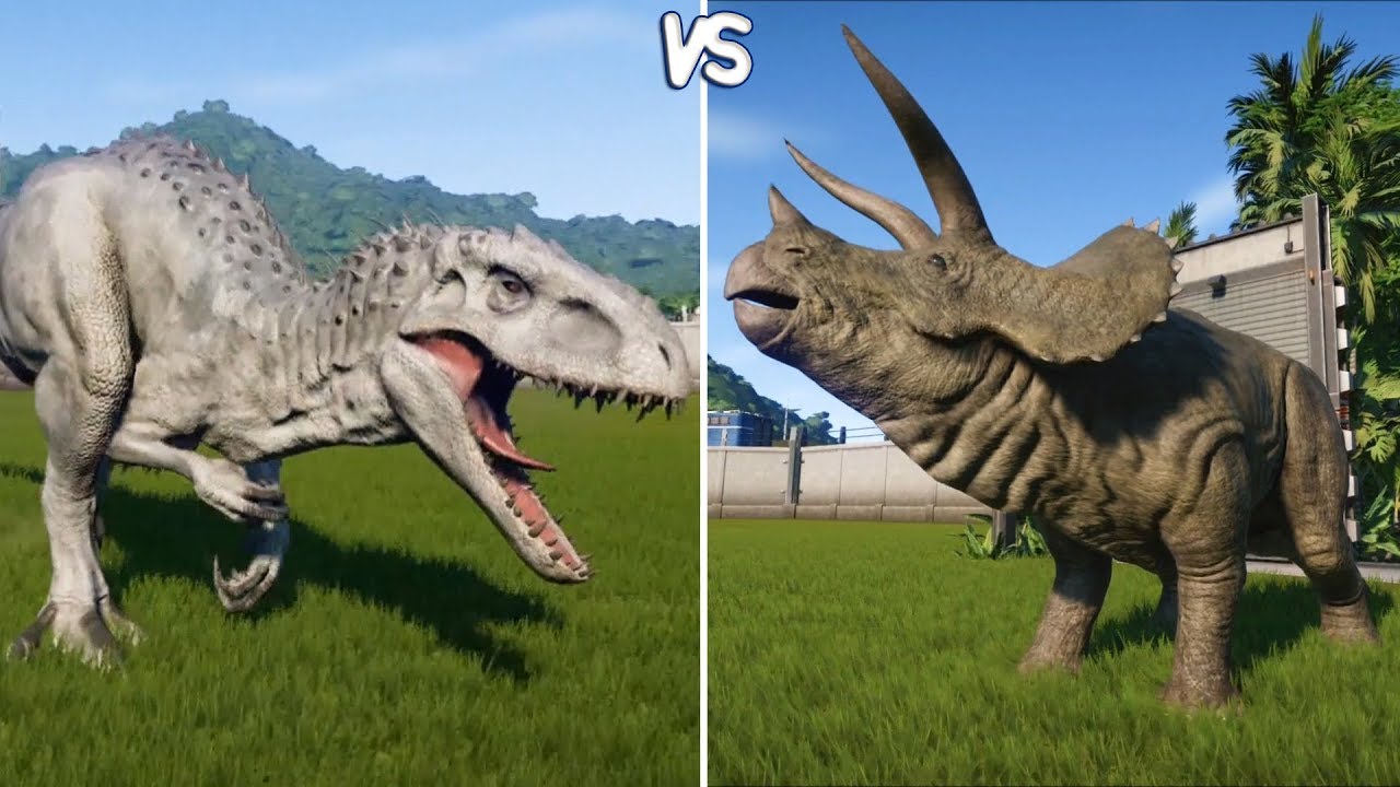jurassic world evolution  indominus rex vs triceratops