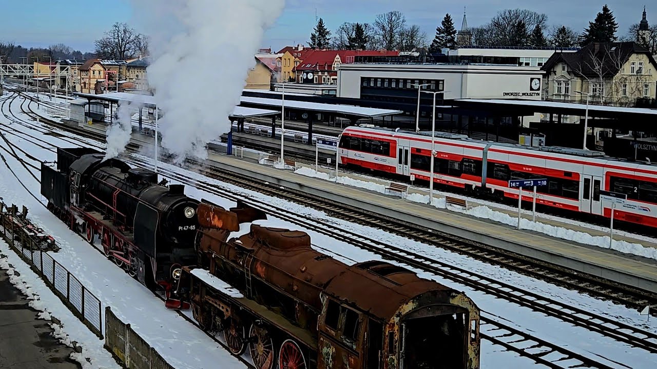 Pt47-65 manewry stacyjne z Ol49-85, Wolsztyn, 18.02.2025.