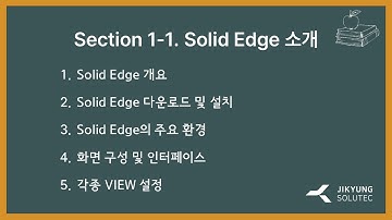 [SOLID EDGE 2024 동영상 강좌] Section 1-1 Solid Edge 소개