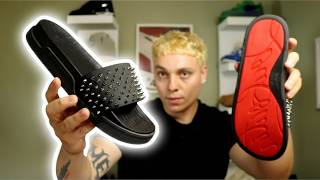 YOU HAVEN'T SEEN THESE! Christian Louboutin Pool Fun Spiked Red Bottom Slides (Review)