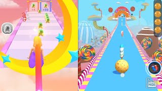 ✅ Candy Ball Run 🆚 Dancing Hair , Gameplay ios, Android video pro walkthrough Mobile #gameplay screenshot 3