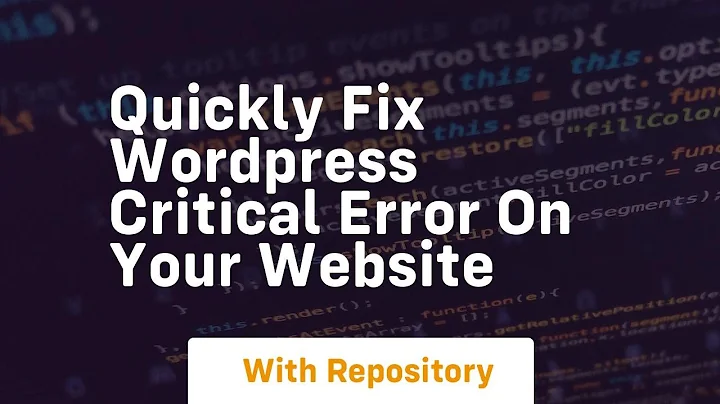 quickly fix wordpress critical error on your website