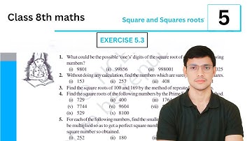 Class 8th maths l Exercise 5.3 l Chapter 5 l square and squares roots l Ncert l Solution
