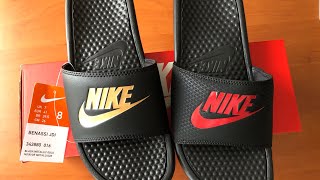 nike benassi black and gold