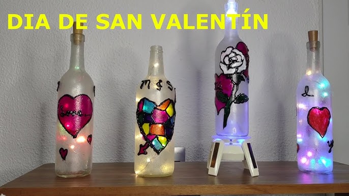 Regalos San Valentín fáciles con botellas de vidrio vino decoradas 14  febrero manualidades reciclaje 