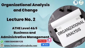 Organizational Analysis and Change Lecture No. 02. ATHE Level 4 & 5 Business and Administrative Mgt