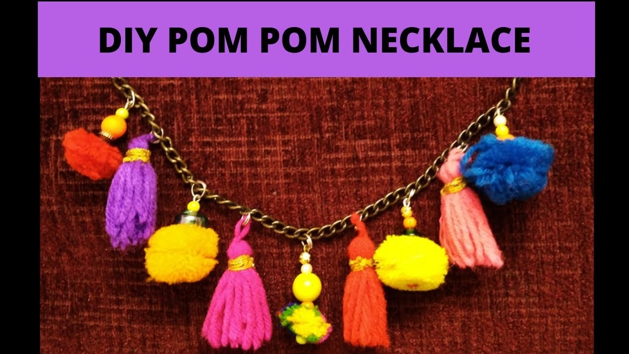 DIY POM Pom necklace how to make pompom jewellery YouTube
