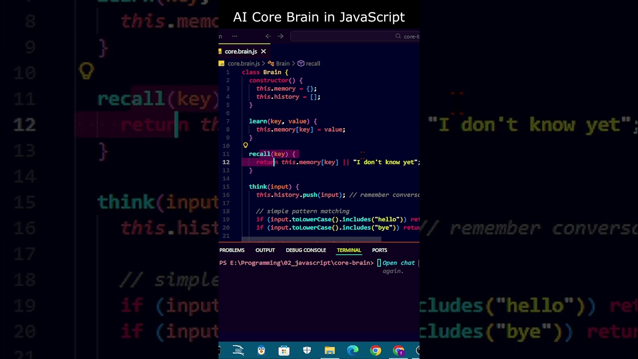 How make AI Core Brain using Javascript