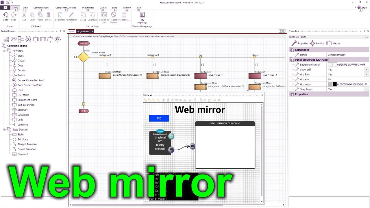 flowcode visual programming language web mirror... 21 - web mirror 1 (E-blocks 3 and Flowcode v11) - YouTube