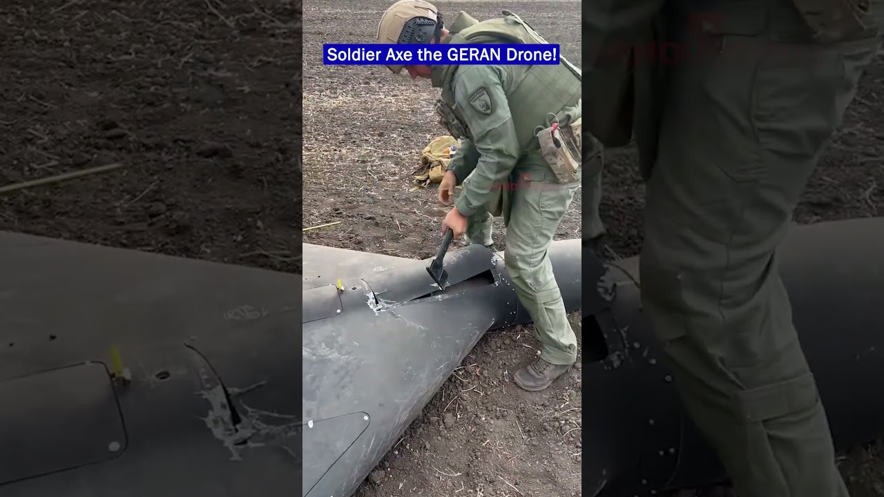 Soldiers Crack Open Intact Geran Drone with an Axe!!