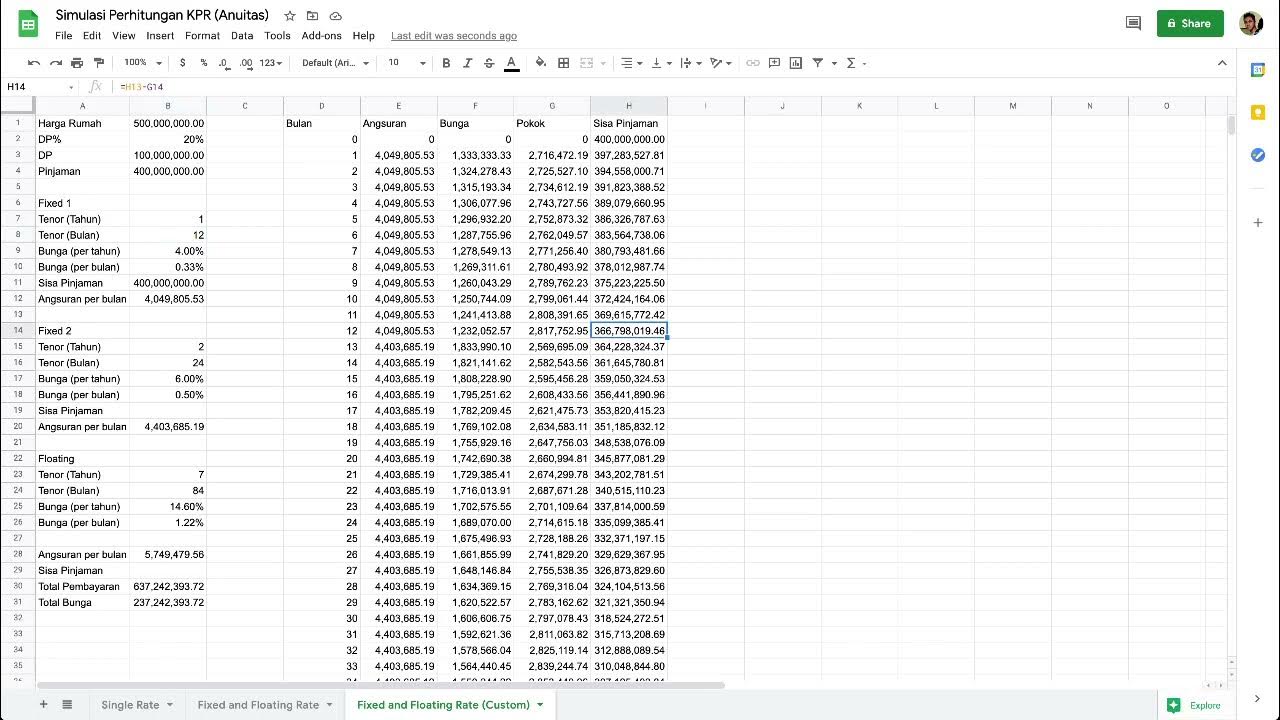 Custom Simulasi Perhitungan KPR Fixed Rate and Floating Rate (Bonus File Excel) YouTube