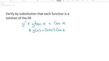 Verify by Substitution that each function is a solution to the Differential Equation