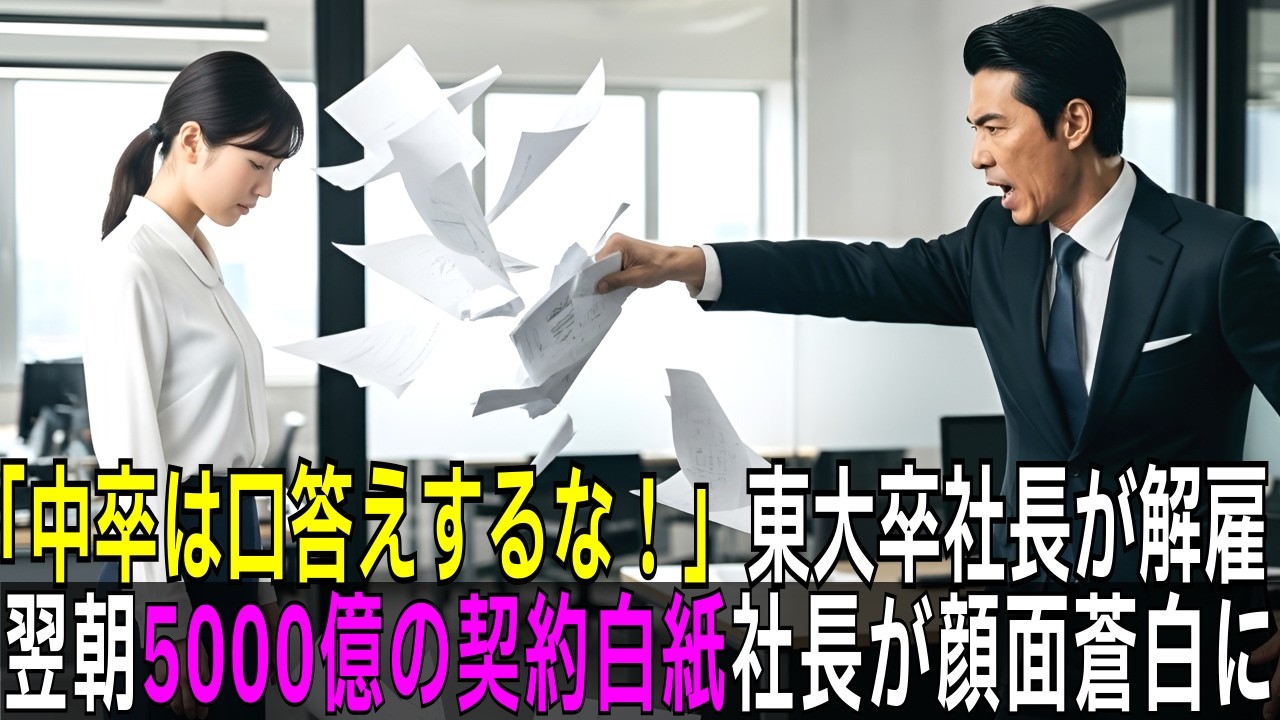 「中卒は口答えするな！」東大卒社長にクビにされた新人OL → 翌朝、5000億の契約が白紙になり社長が顔面蒼白に…