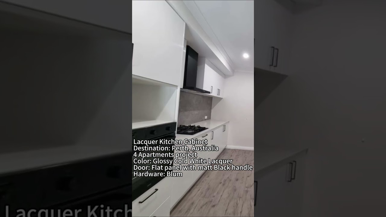 Glossy Cold White Lacequer Kitchen Design for our Customer in Perth Australia with 4 Apartments