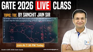 DFA Problem Solving 🧩 | 🎯 GATE 2026 TOC by Sanchit Sir ✨ | 🔴 KnowledgeGate LIVE 🚀 @ 9:00 PM 📅
