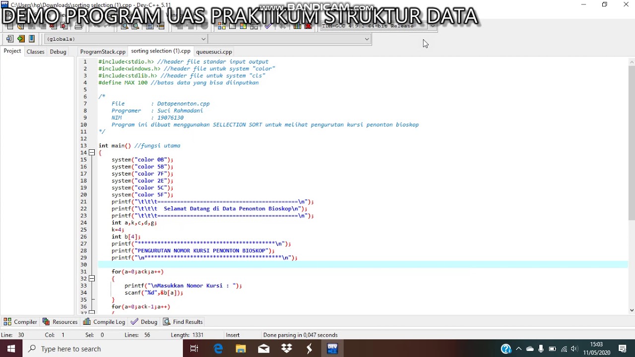 DEMO PROGRAM UAS PRAKTIKUM STRUKTUR DATA - YouTube