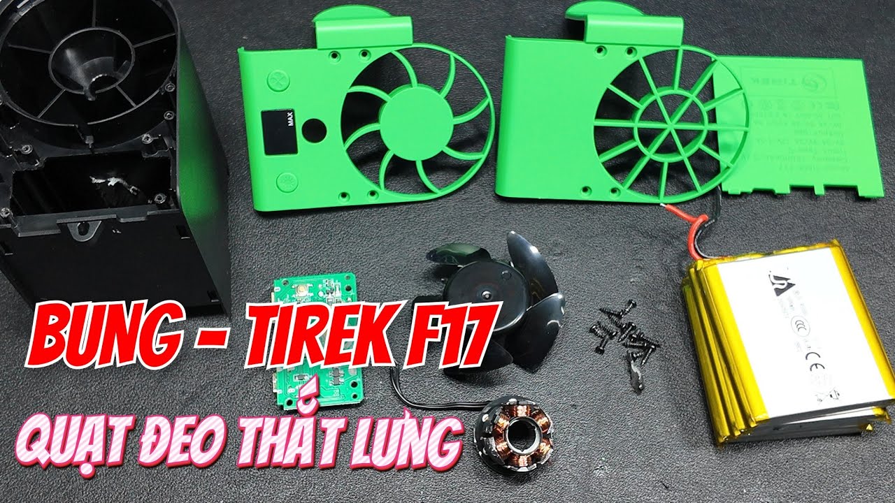 Bung Quạt Mini Đeo Thắt Lưng Tirek F17 - 15Ah, Động Cơ Không Chổi Than, Chạy 12-32h