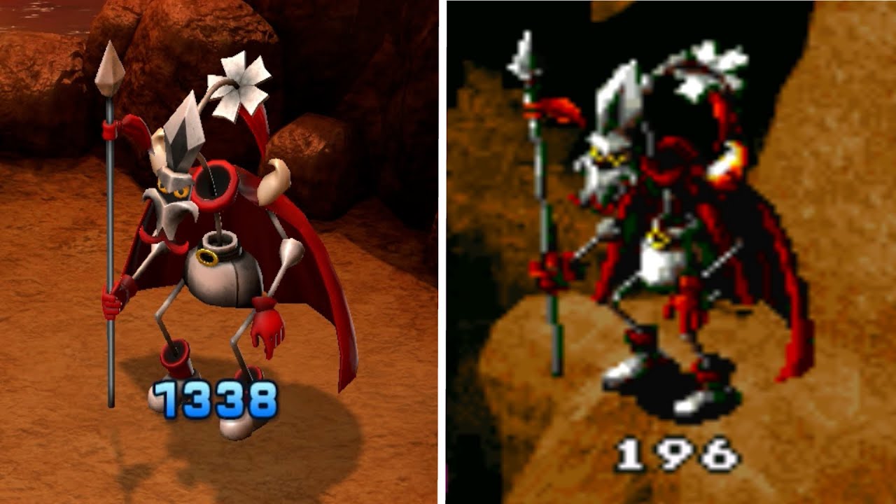 Super Mario RPG Graphics Comparison Speardovich Boss Fight1996 vs 2023
