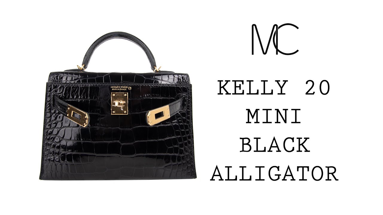 Hermes Kelly 20 Mini Sellier Black Alligator Gold Hardware Limited Edition  • MIGHTYCHIC • 