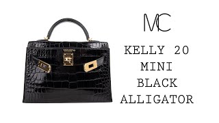 Hermes Mini Kelly 20 Sellier Bag in Black Epsom Leather with Gold Hard –  Mightychic