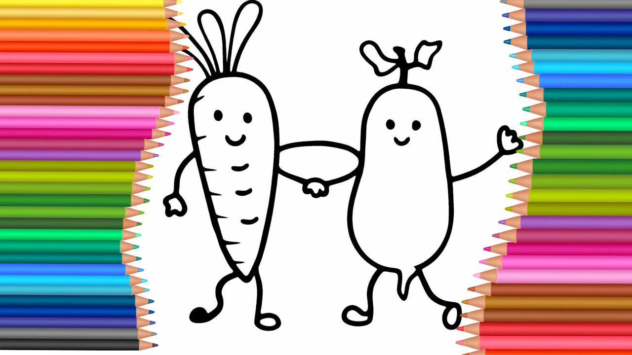 Color the vegetables green, orange, and red!