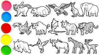 Draw Legendary Animals in Minutes - Lemur, Opossum, Falcon, Kangaroo, Elephant, Toucan, Buffalo