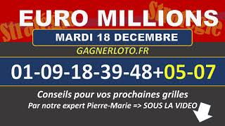 EUROMILLIONS NUMEROS GAGNANTS TIRAGE MARDI 18 DECEMBRE