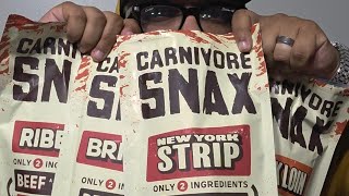 Famous "CARNIVORE SNAX" Taste Test Review / Ribeye, New York Strip, Pork Loin, Brisket!!! Wealth