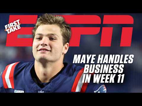 Stephen A. gives Drake Maye his flowers after Patriots improve to 9-2 💐 | First Take