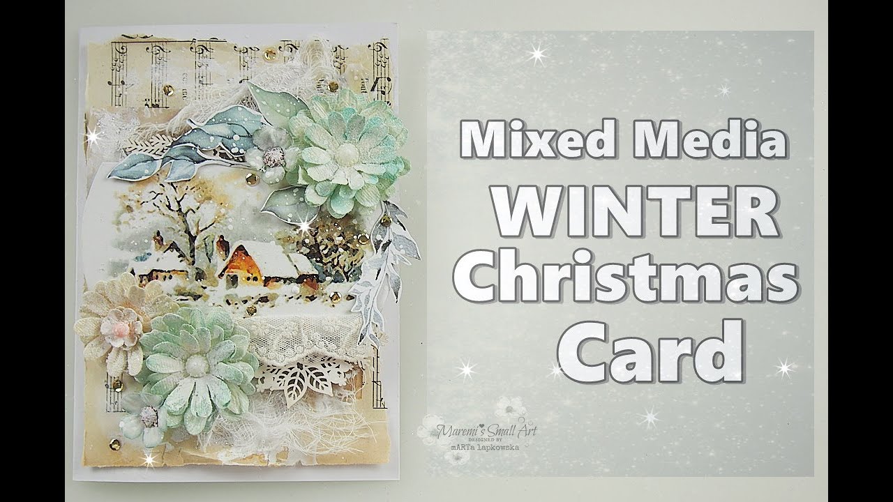 Mixed media christmas winter card maremi s small art youtube