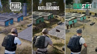 NEW STATE MOBILE VS PUBG BATTLEGROUNDS VS PUBG MOBILE | COMPARISON OF DETAILS & PHYSICS & GRAPHICS