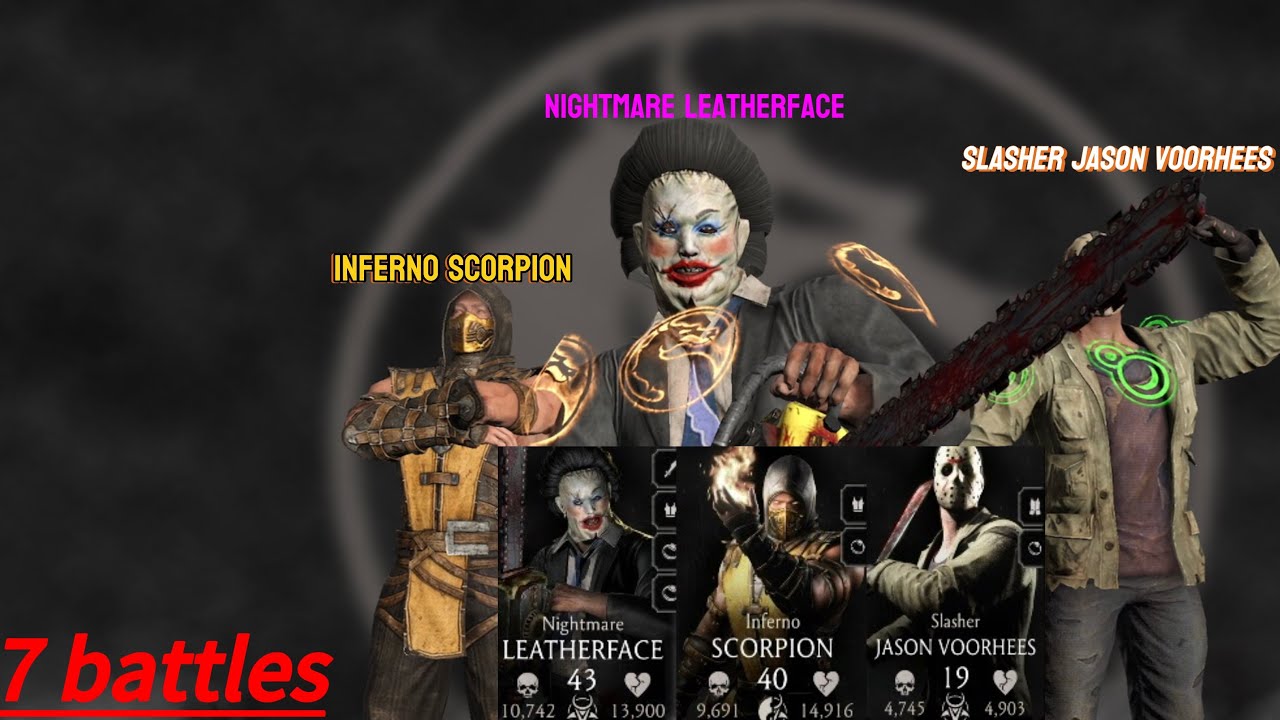 Inferno scorpion, slash Jason voorhees and nightmare leatherface  | Mortal Kombat Mobile 