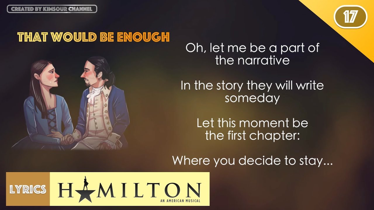 Hamilton That Would Be Enough (MUSIC LYRICS) YouTube