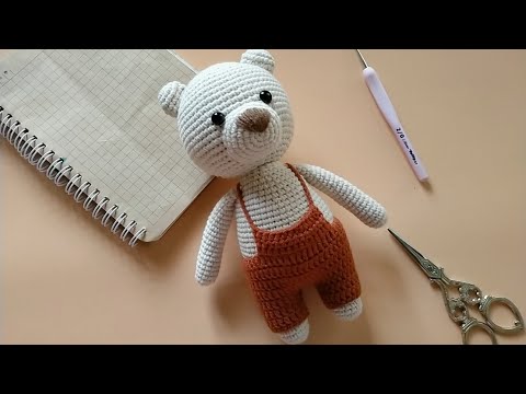 hướng dẫn móc thú, gấu bông mặc quần yếm [ crochet amigurumi]