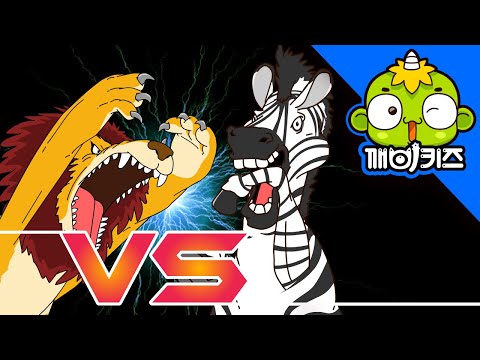 사자 vs 얼룩말 | 동물배틀 | 동물만화 | 동물의 왕 | 초원의 왕 | 동물원 | 깨비키즈 KEBIKIDS