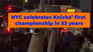 New York City residents rock school bus after Knicks’ first championship in 53 years