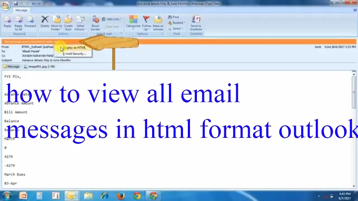 how to view all email messages in html format outlook