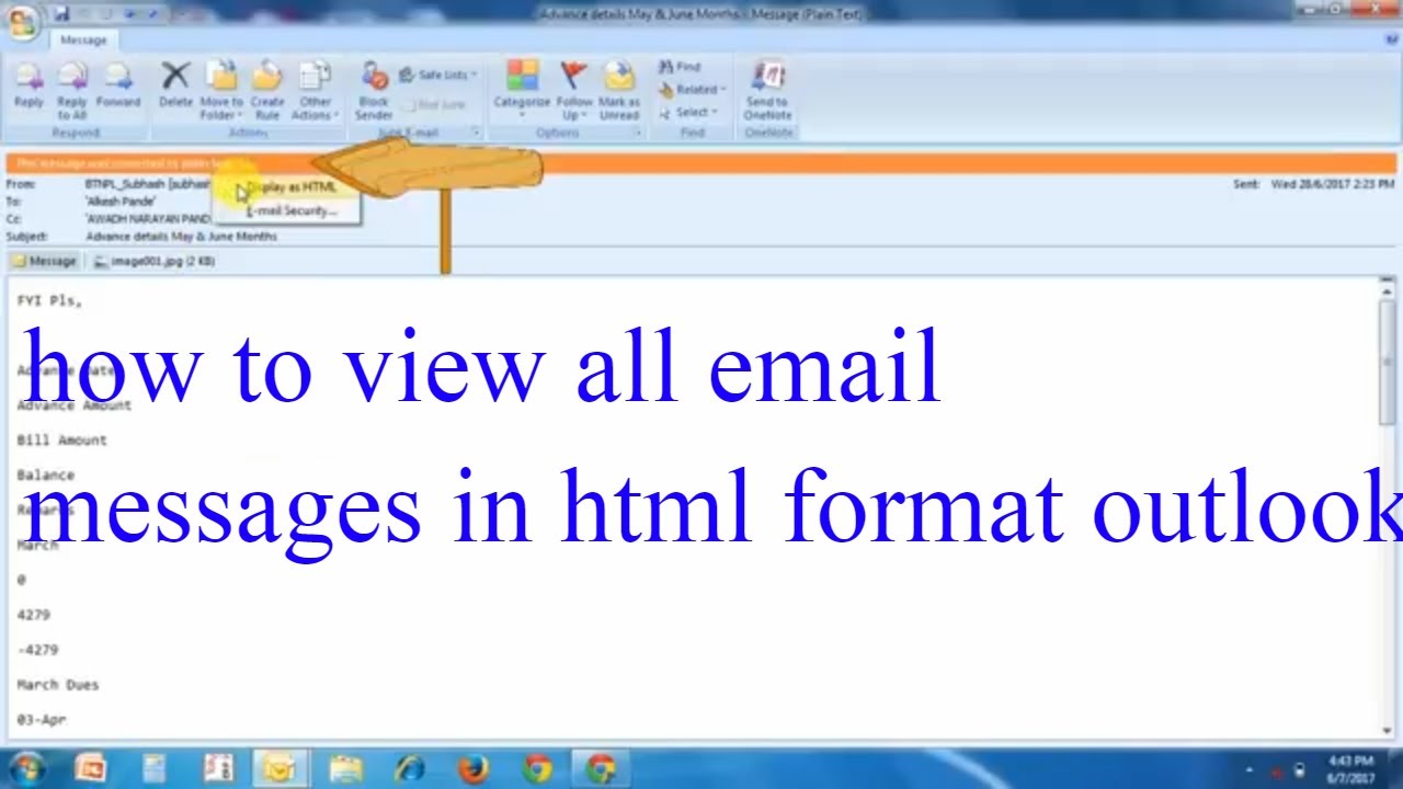 How To View All Email Messages In Html Format Outlook YouTube